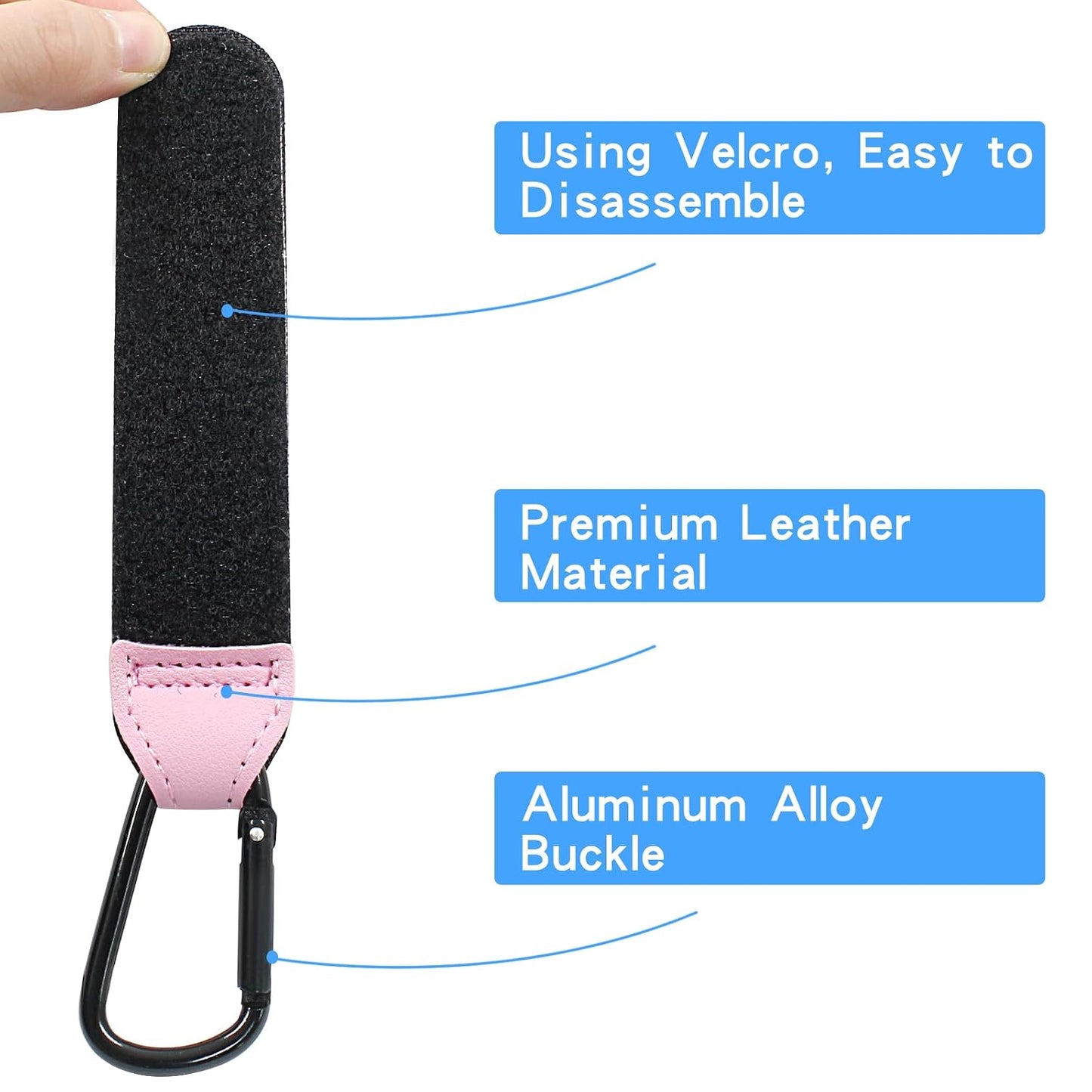 2 Pcs Stroller Hooks, Pink | Quality Leather, for Diaper Bag, Stroller Straps, for Stroller Wheelchair Shopping Carts