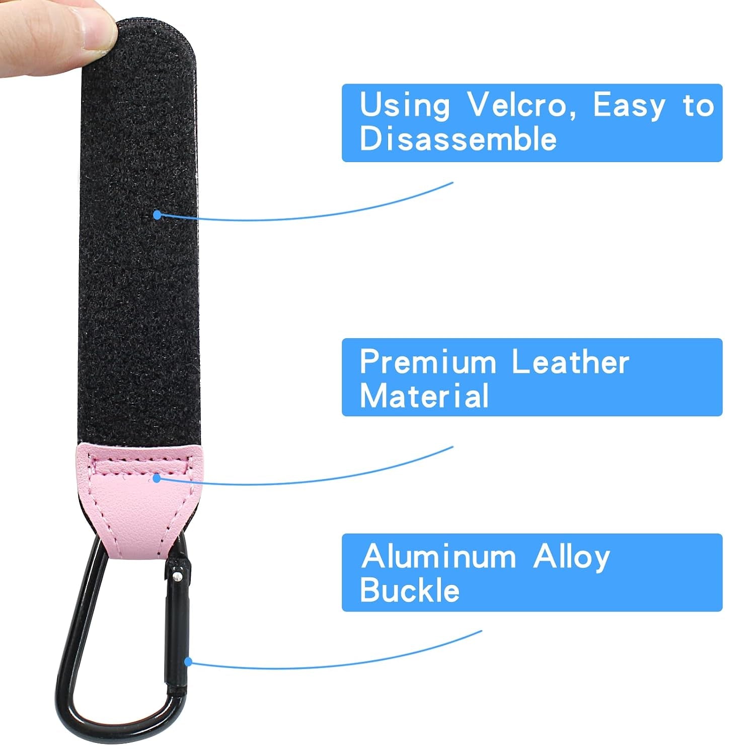 2 Pcs Stroller Hooks, Pink | Quality Leather, for Diaper Bag, Stroller Straps, for Stroller Wheelchair Shopping Carts