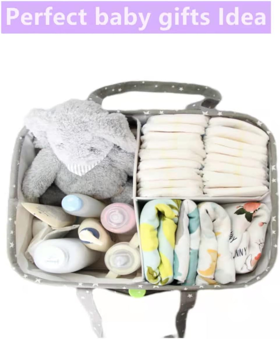 Baby Diaper Caddy Organizer- Extra Large Portable Diaper Basket with Removable Divider, Multi-Use Nursery Organizer for Diapers,Wipes,Baby Essential-Perfect Baby Basket Bag Registry Must Have