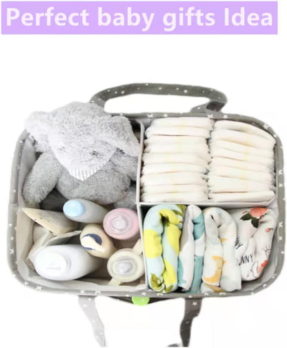 Baby Diaper Caddy Organizer- Extra Large Portable Diaper Basket with Removable Divider, Multi-Use Nursery Organizer for Diapers,Wipes,Baby Essential-Perfect Baby Basket Bag Registry Must Have