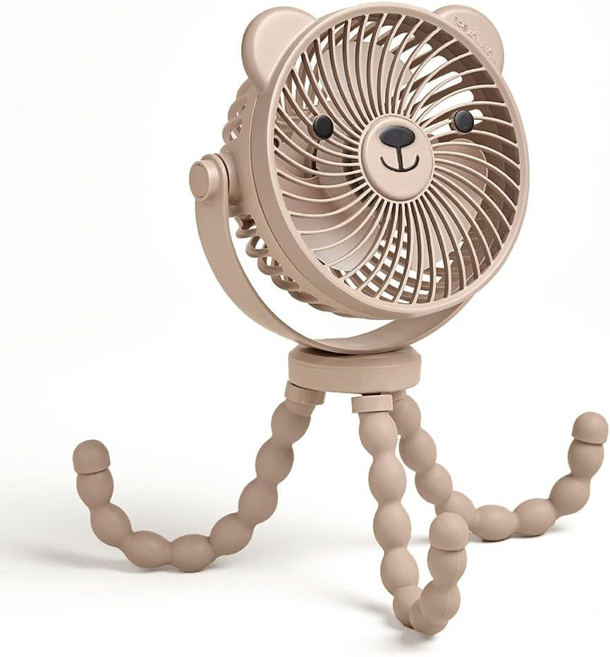 Itzy Ritzy Baby Stroller Fan - Rechargeable Fan Features 360 Degree Swivel, Flexible Wraparound Legs and 3 Speeds (Bear)