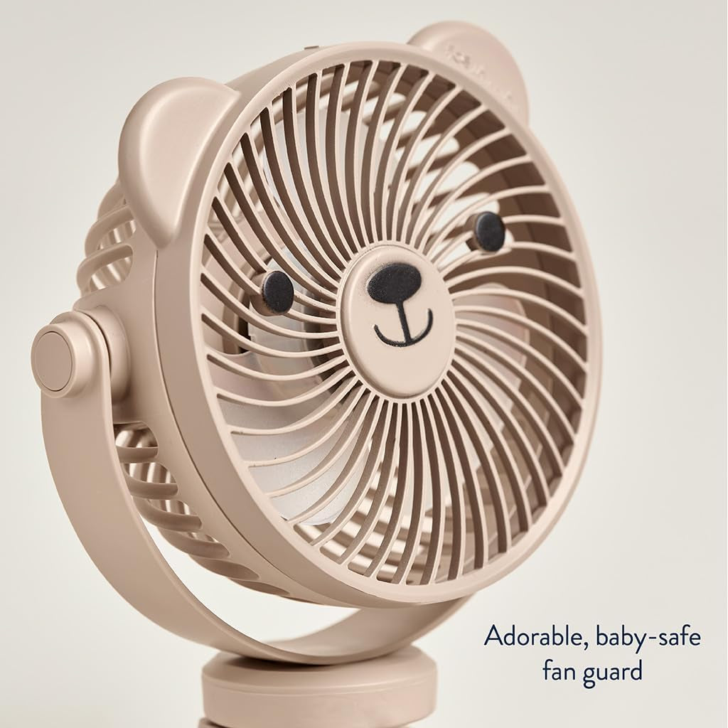 Itzy Ritzy Baby Stroller Fan - Rechargeable Fan Features 360 Degree Swivel, Flexible Wraparound Legs and 3 Speeds (Bear)