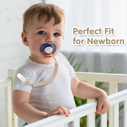Stylish Silicone Pacifier Clips, 4-Pack Pacifier Holder with Flexible Woven Rope Design, 100% Food Grade Silicone, Easter Safe Essentials for Newborns Baby Boys and Girls