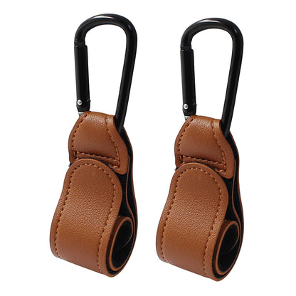 2 Pcs Stroller Hooks, Pink | Quality Leather, for Diaper Bag, Stroller Straps, for Stroller Wheelchair Shopping Carts