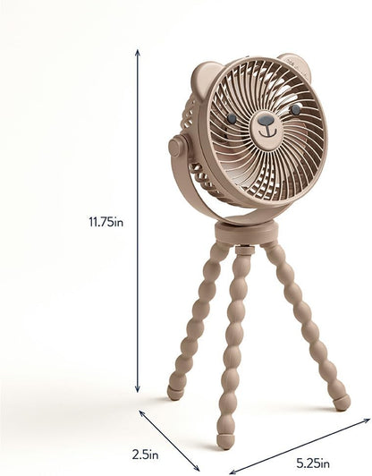 Itzy Ritzy Baby Stroller Fan - Rechargeable Fan Features 360 Degree Swivel, Flexible Wraparound Legs and 3 Speeds (Bear)