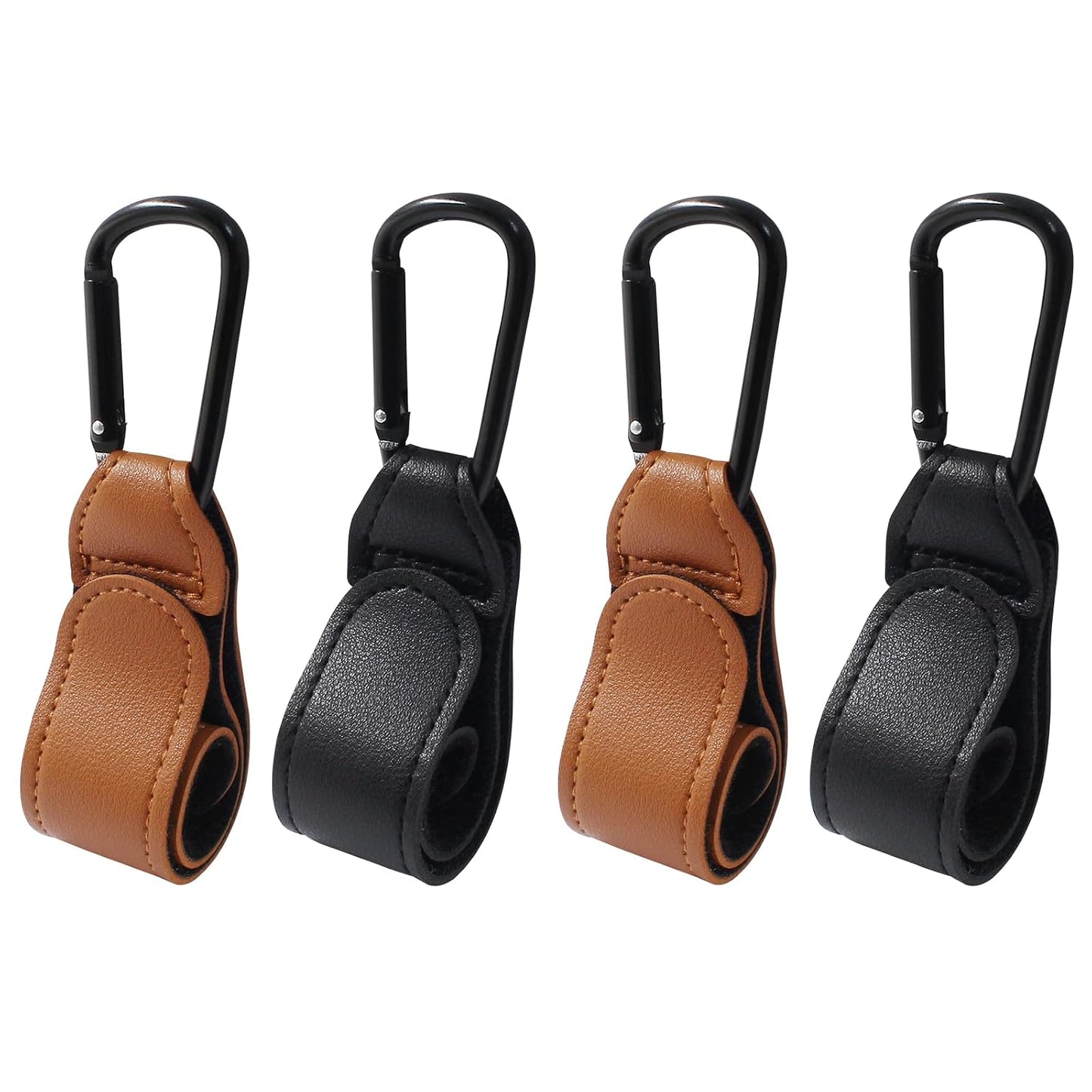 2 Pcs Stroller Hooks, Pink | Quality Leather, for Diaper Bag, Stroller Straps, for Stroller Wheelchair Shopping Carts