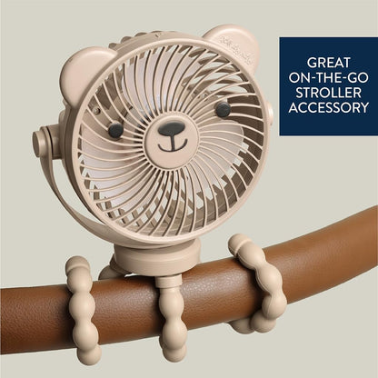 Itzy Ritzy Baby Stroller Fan - Rechargeable Fan Features 360 Degree Swivel, Flexible Wraparound Legs and 3 Speeds (Bear)