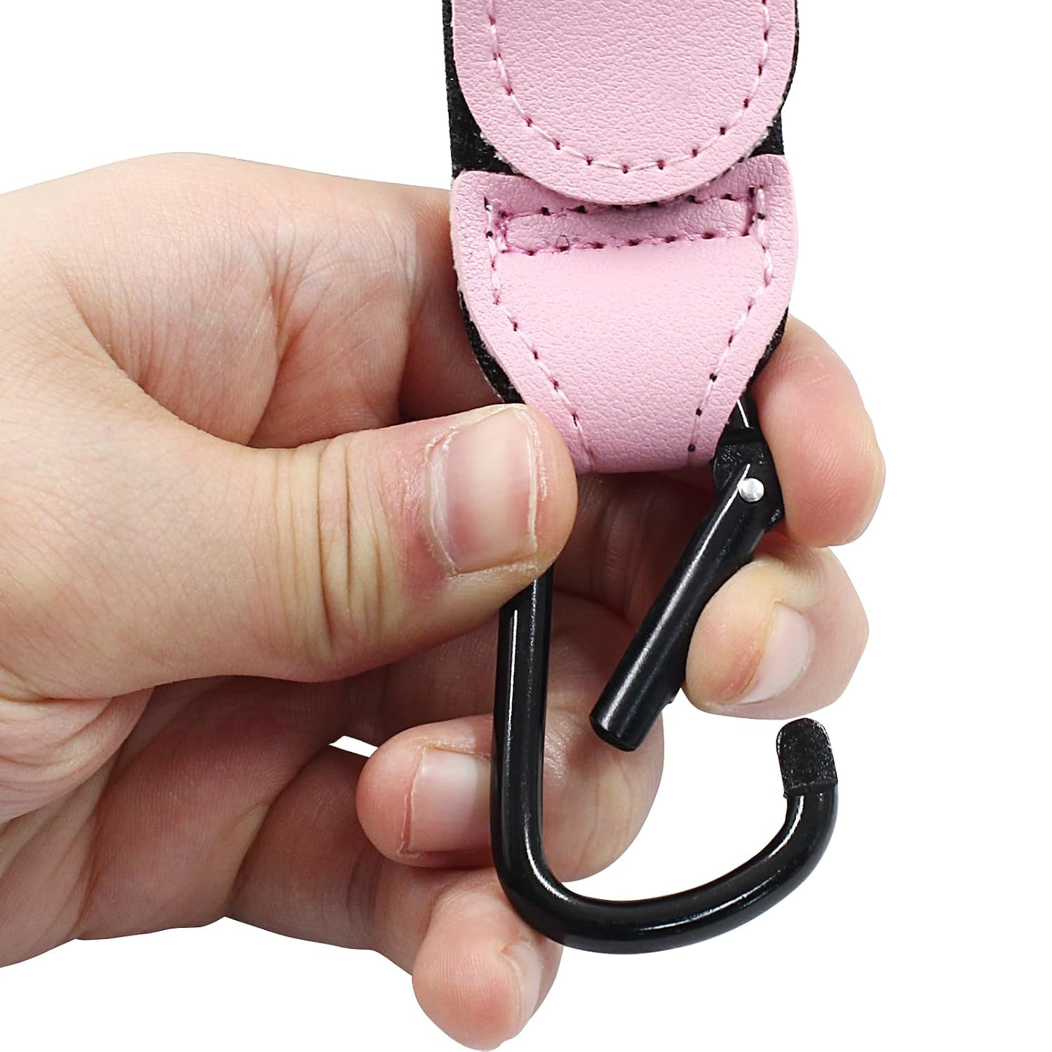 2 Pcs Stroller Hooks, Pink | Quality Leather, for Diaper Bag, Stroller Straps, for Stroller Wheelchair Shopping Carts
