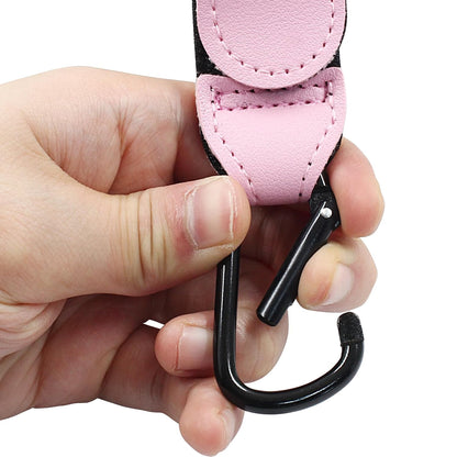 2 Pcs Stroller Hooks, Pink | Quality Leather, for Diaper Bag, Stroller Straps, for Stroller Wheelchair Shopping Carts
